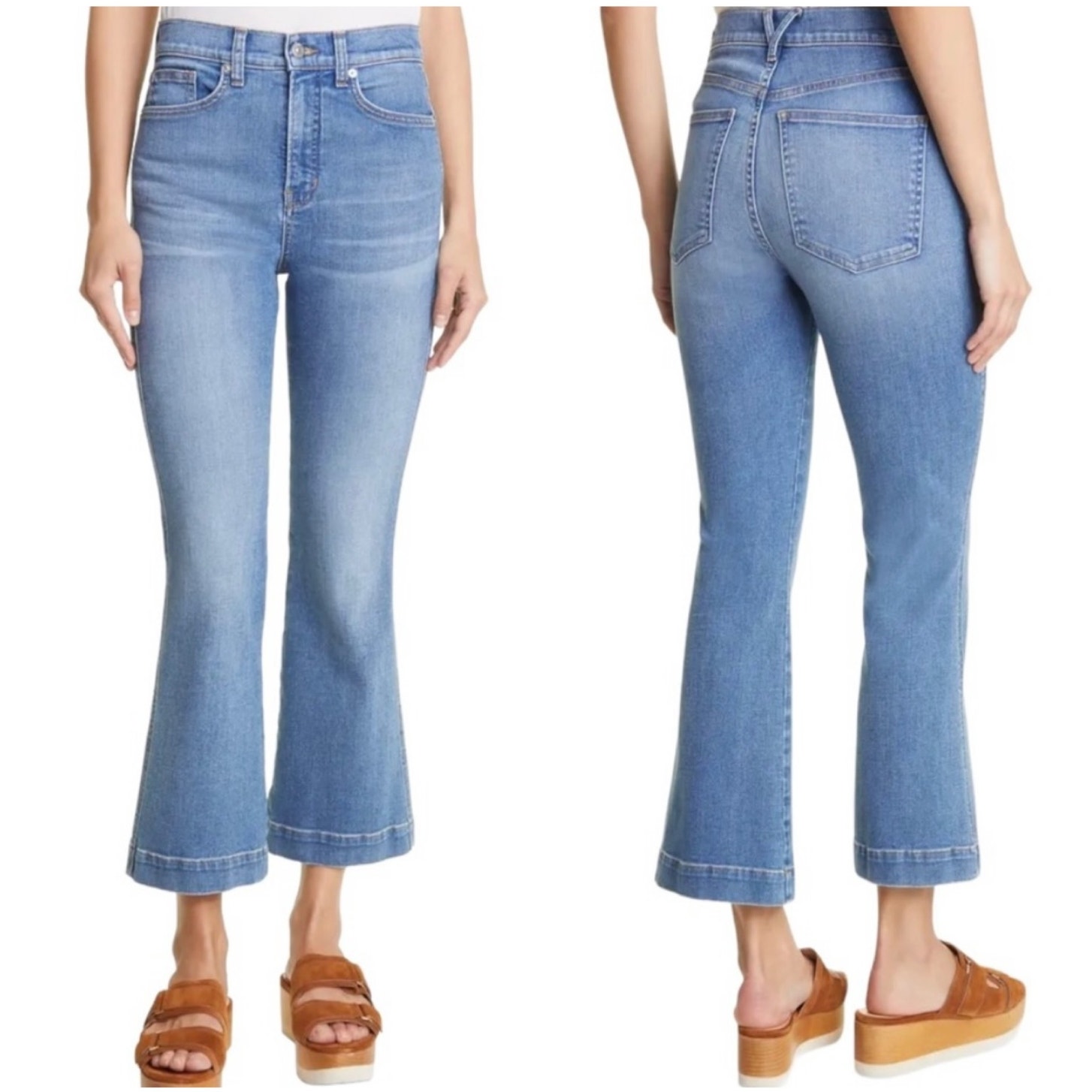 Veronica Beard Carson Ankle Flare High Waisted Juno Wash Distressed - Size 27